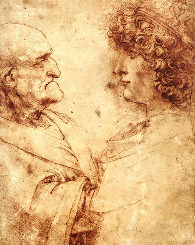 Heads of an Old Man and a Youth art print by Leonardo da Vinci (1495)