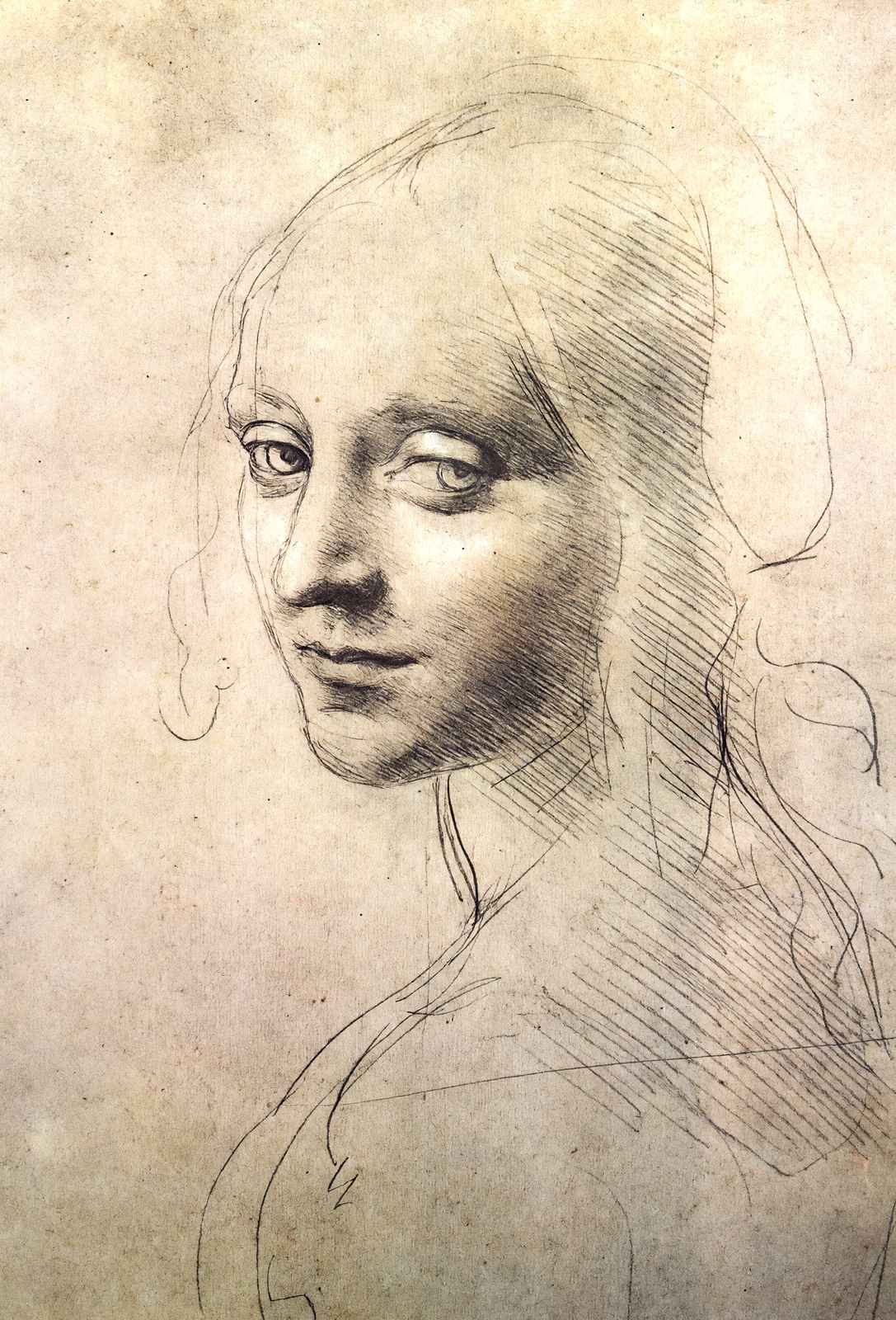 Head of a Girl Art Print 1483 Painting by Leonardo da Vinci (6 Sizes) - Restored