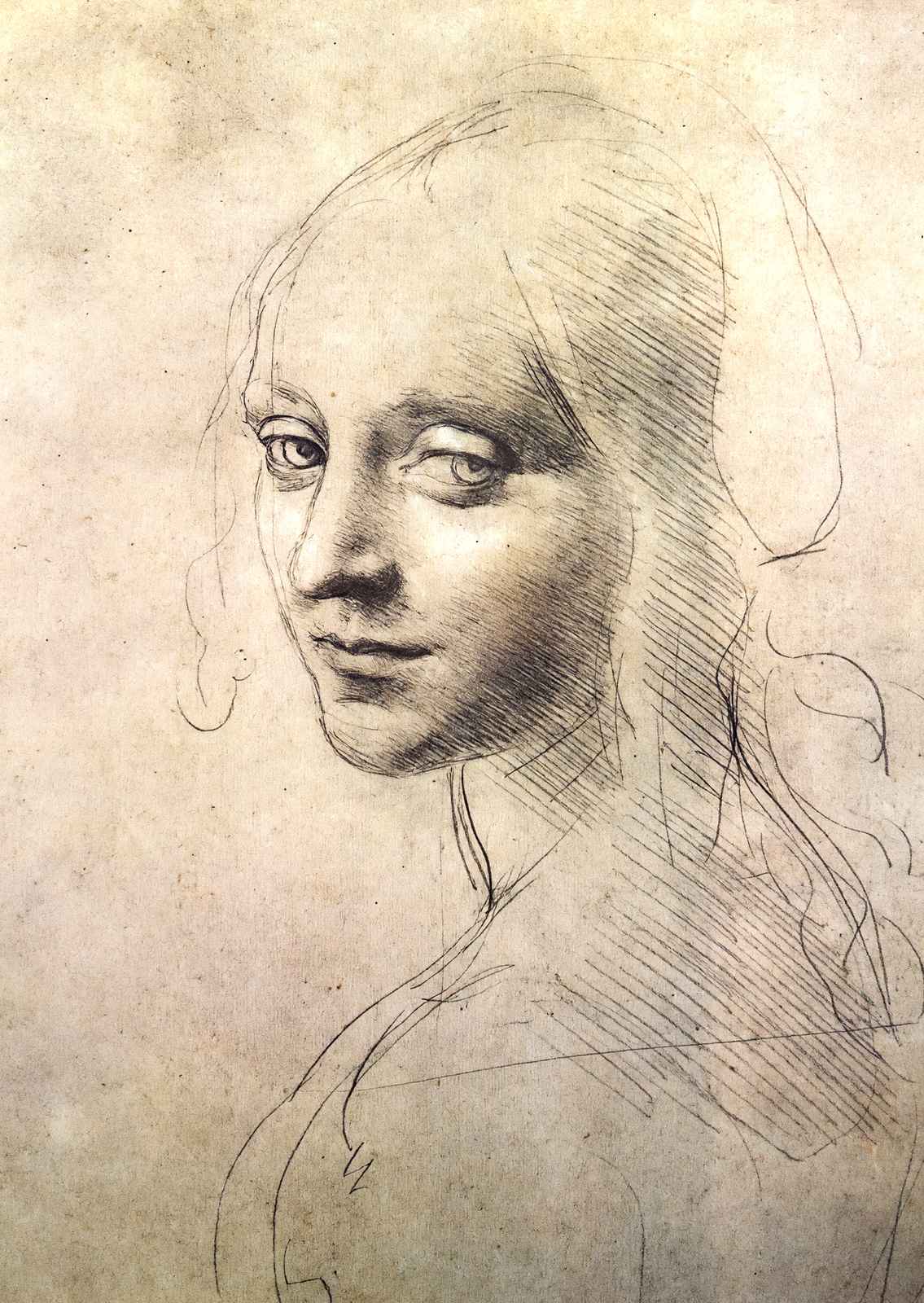 Head of a Girl Art Print 1483 Painting by Leonardo da Vinci (6 Sizes) - Restored