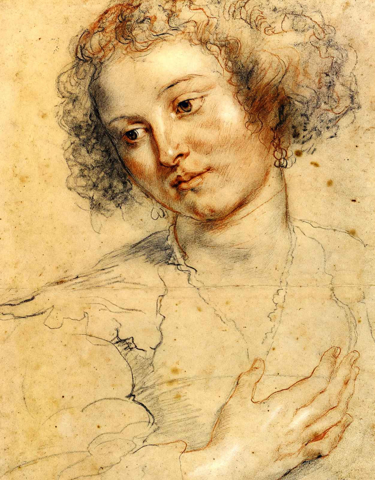 Head and Right Hand of a Woman Art Print Drawing by Peter Paul Rubens (6 Sizes)