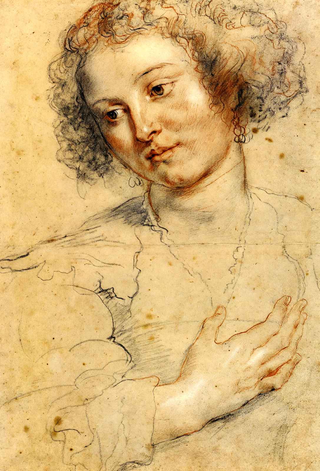 Head and Right Hand of a Woman Art Print Drawing by Peter Paul Rubens (6 Sizes)