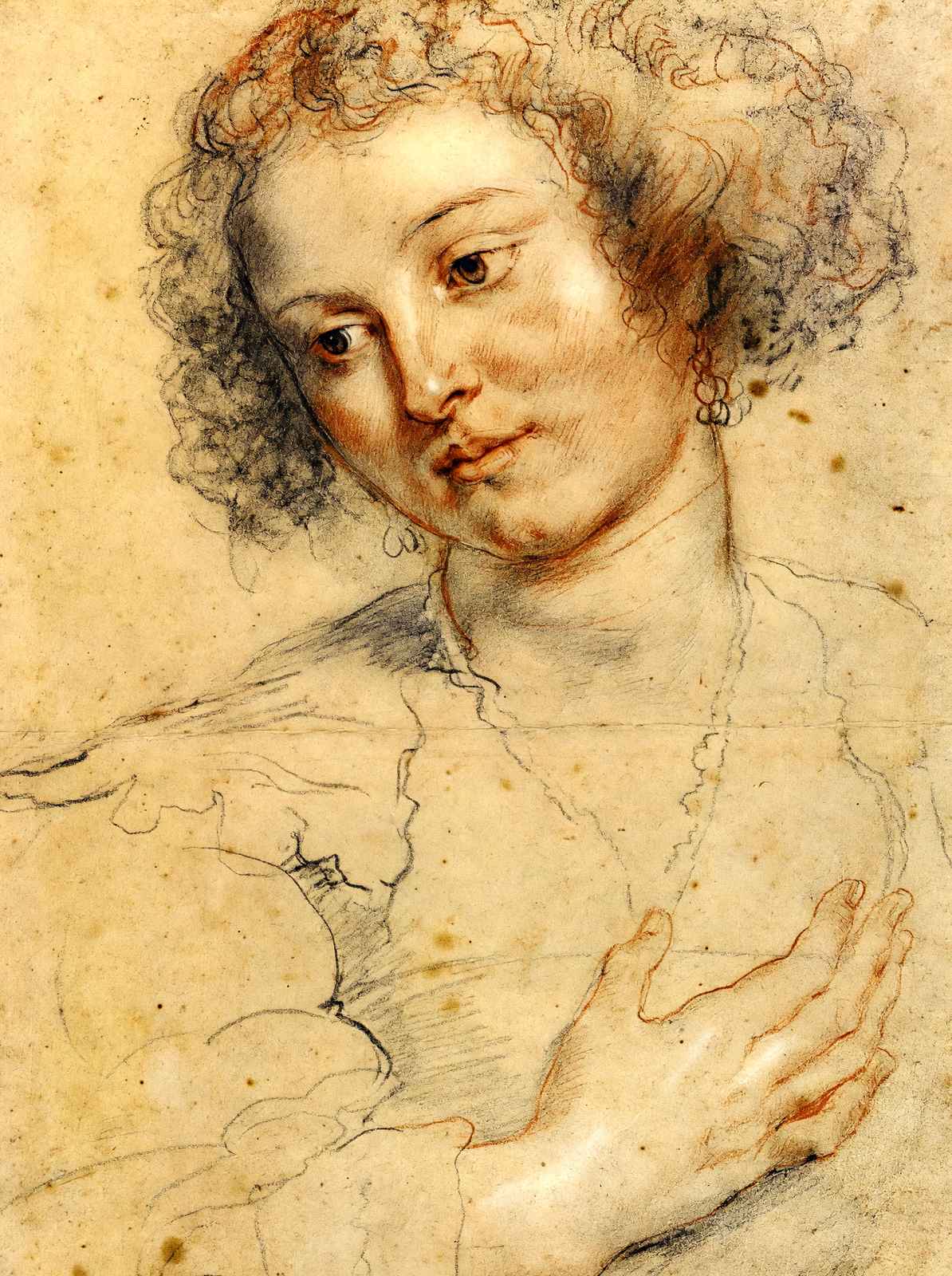 Head and Right Hand of a Woman Art Print Drawing by Peter Paul Rubens (6 Sizes)