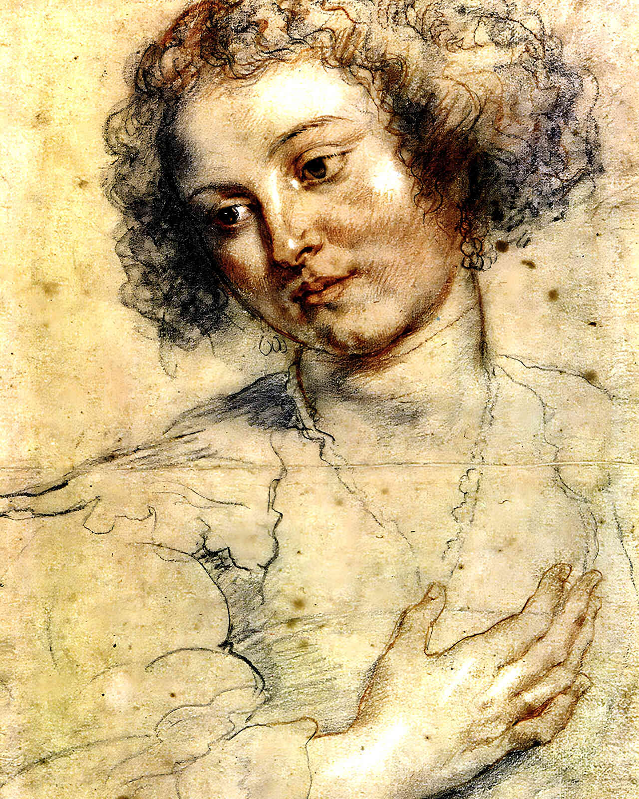 Head and Right Hand of a Woman Painting by Peter Paul Rubens 8x10" Art Print