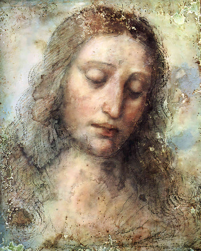 Head of Christ Painting by Leonardo da Vinci 8x10" Art Print (Archival Paper)
