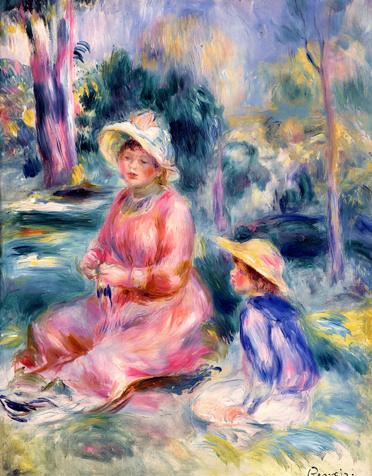 Head of a Young Woman (Red Hat) 1890 by Renoir Art Print (6 Sizes) - Enhanced