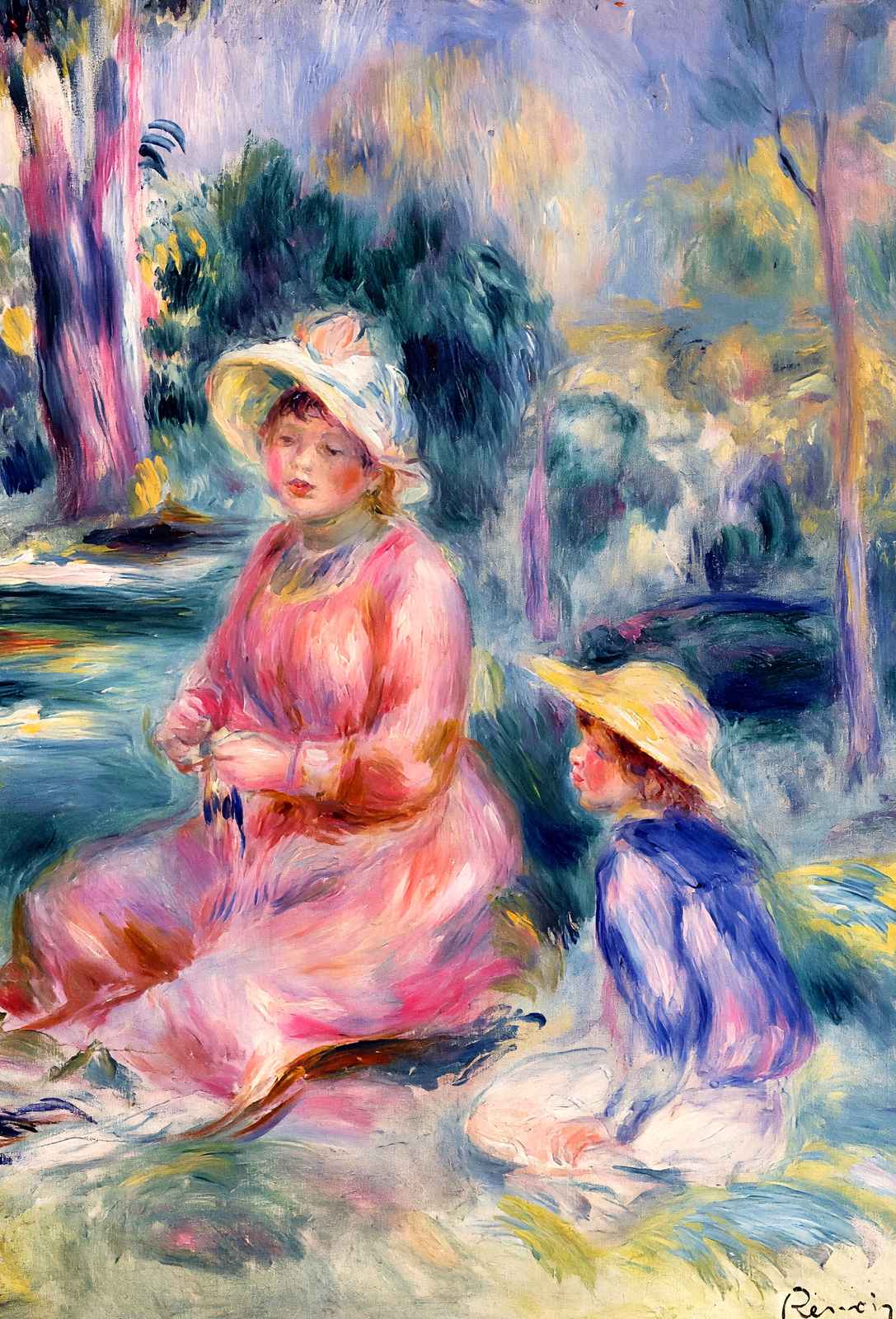 Head of a Young Woman (Red Hat) 1890 by Renoir Art Print (6 Sizes) - Enhanced
