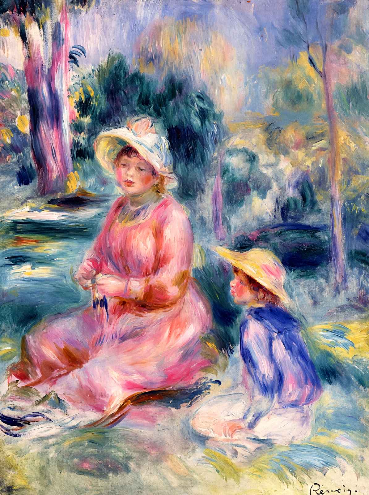Head of a Young Woman (Red Hat) 1890 by Renoir Art Print (6 Sizes) - Enhanced