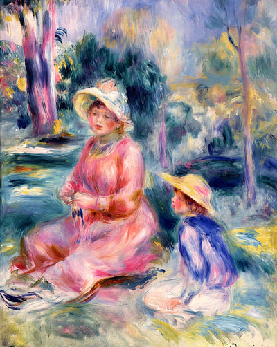 Head of a Young Woman (Red Hat) painting by Pierre-Auguste Renoir (1890)