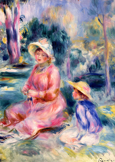 Head of a Young Woman (Red Hat) 1890 by Renoir Art Print (6 Sizes) - Enhanced