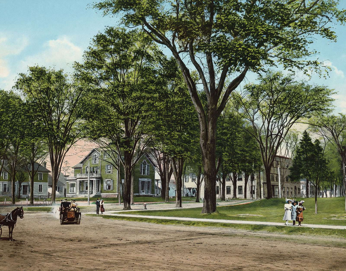 Head of Bank Street Lebanon NH in 1908 Vintage Print (7 Sizes) - Archival Paper