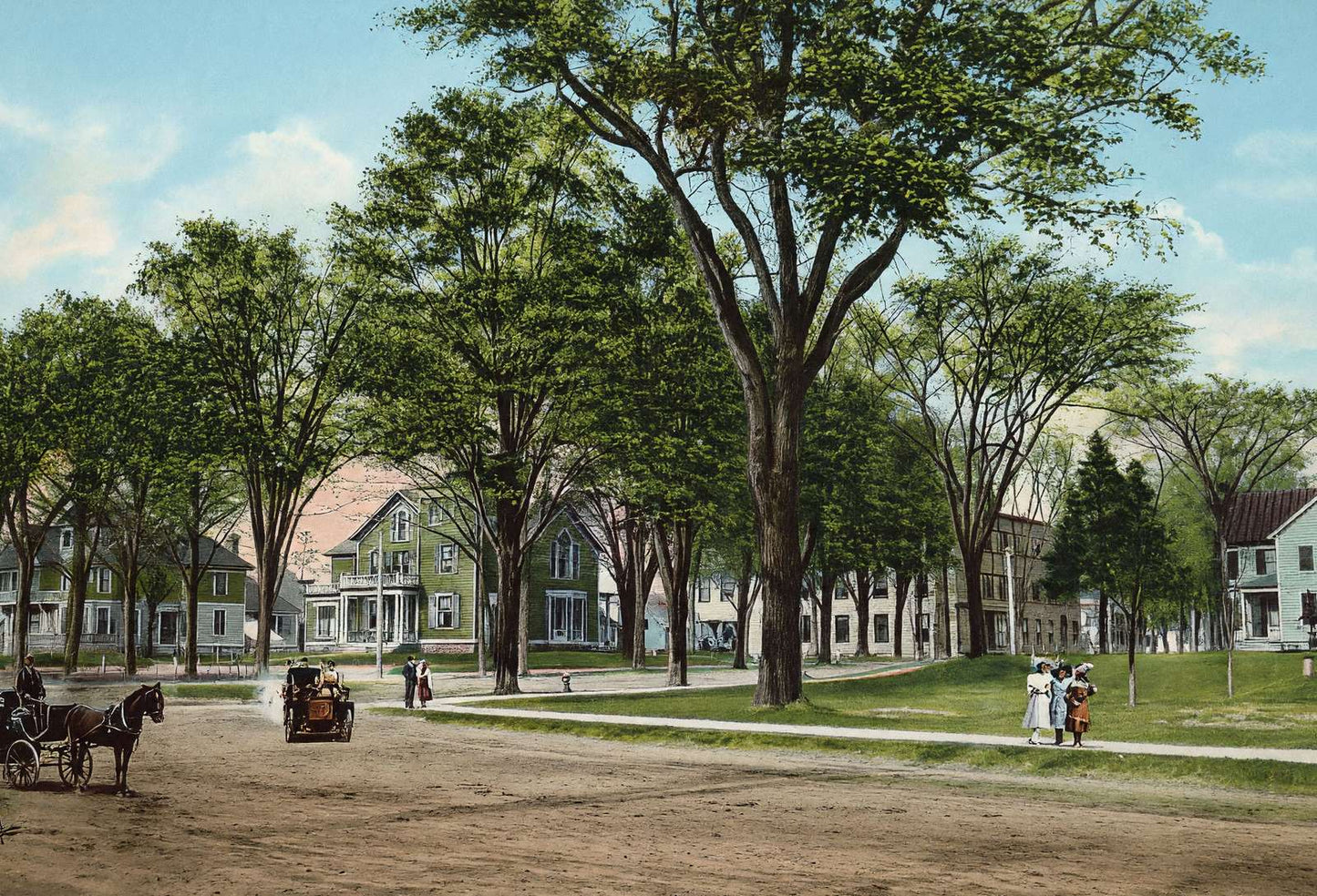 Head of Bank Street Lebanon NH in 1908 Vintage Print (7 Sizes) - Archival Paper