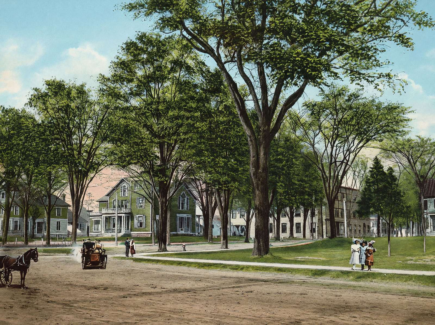 Head of Bank Street Lebanon NH in 1908 Vintage Print (7 Sizes) - Archival Paper