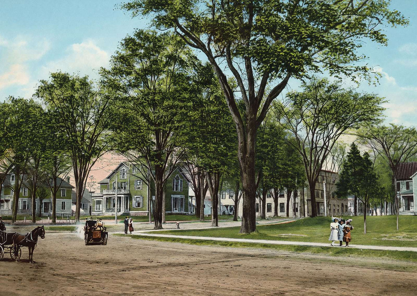 Head of Bank Street Lebanon NH in 1908 Vintage Print (7 Sizes) - Archival Paper