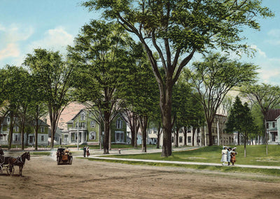 Head of Bank Street Lebanon NH in 1908 Vintage Print (7 Sizes) - Archival Paper