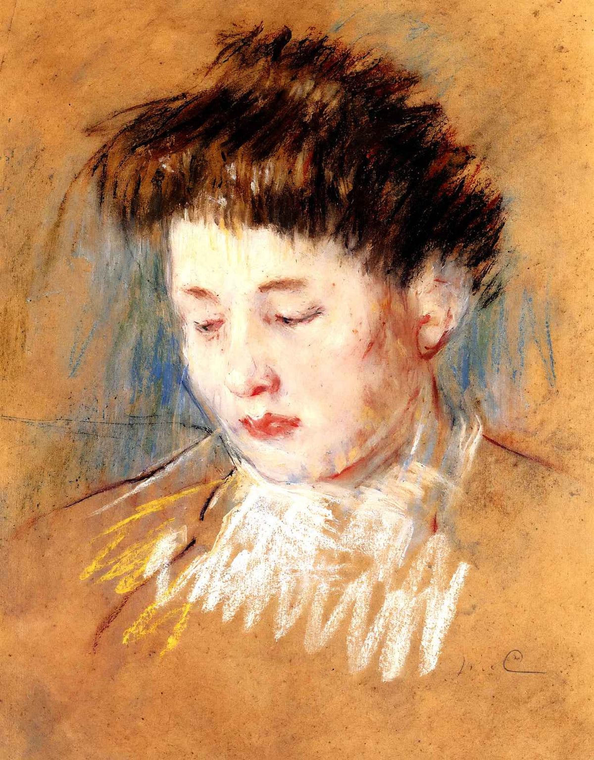 Head of Julie, Looking Down Art Print 1909 Painting by Mary Cassatt (6 Sizes)