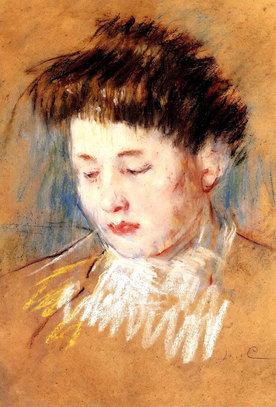Head of Julie, Looking Down Art Print 1909 Painting by Mary Cassatt (6 Sizes)