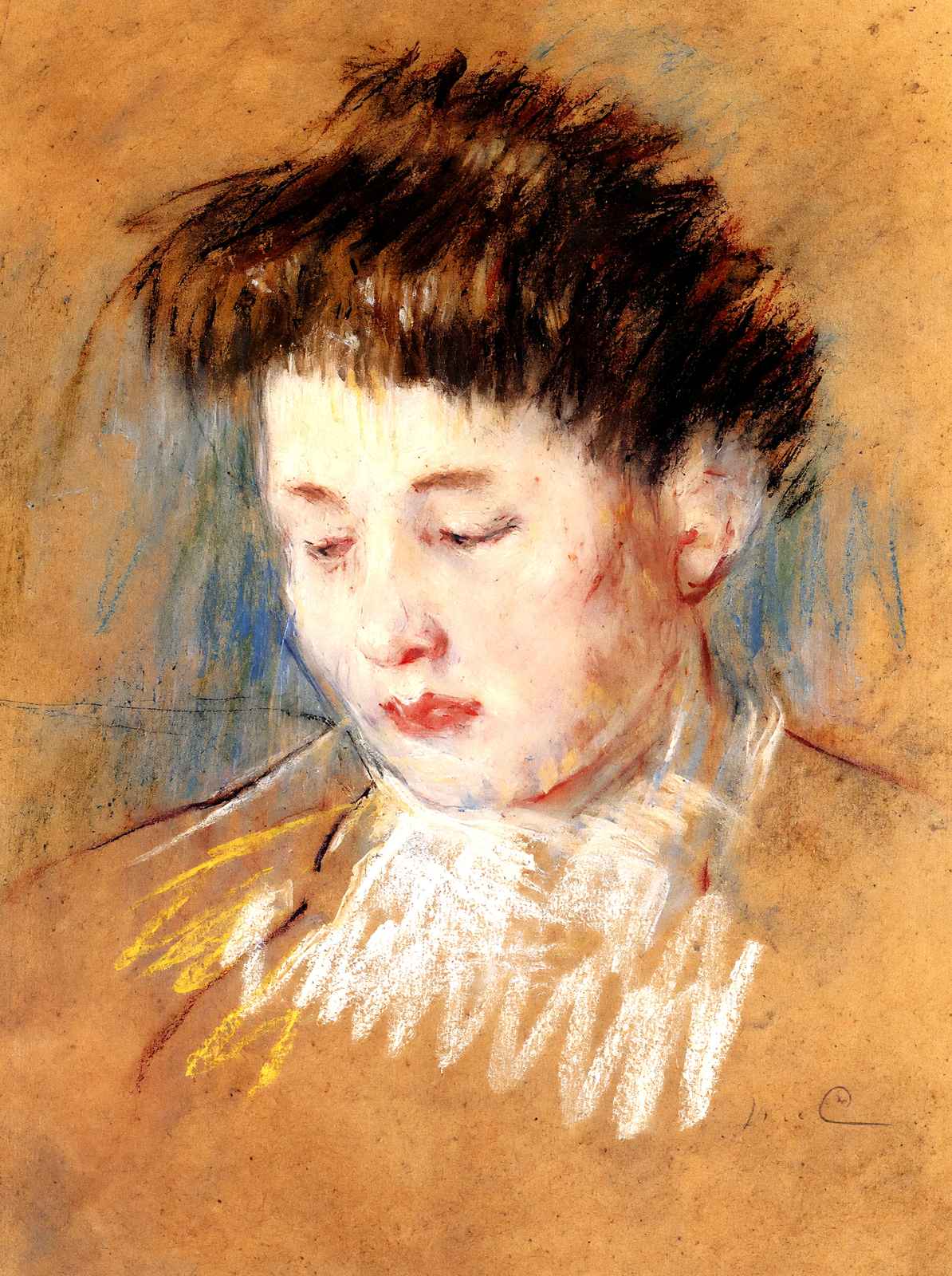 Head of Julie, Looking Down Art Print 1909 Painting by Mary Cassatt (6 Sizes)
