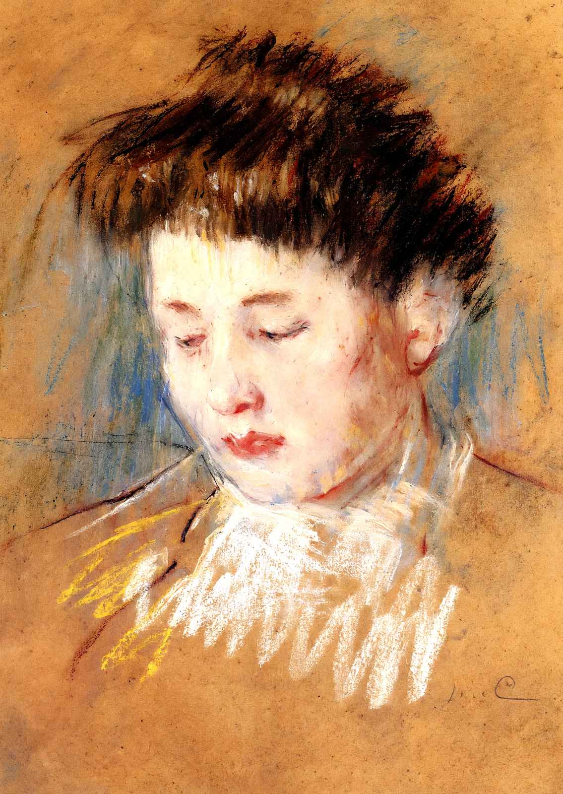 Head of Julie, Looking Down Art Print 1909 Painting by Mary Cassatt (6 Sizes)