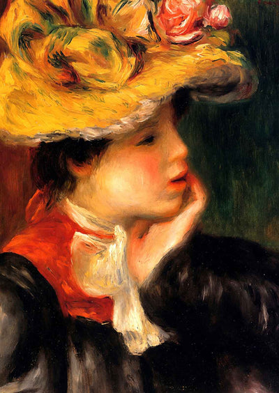 Head of a Young Woman (Yellow Hat) 1894 by Renoir Art Print (6 Sizes)