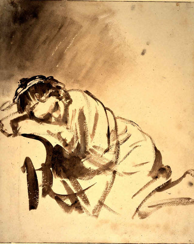 Hendrickje Sleeping fine art print by Rembrandt (1654)