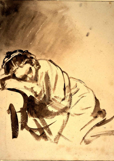 Hendrickje Sleeping Fine Art Print 1654 Drawing by Rembrandt (6 Sizes)