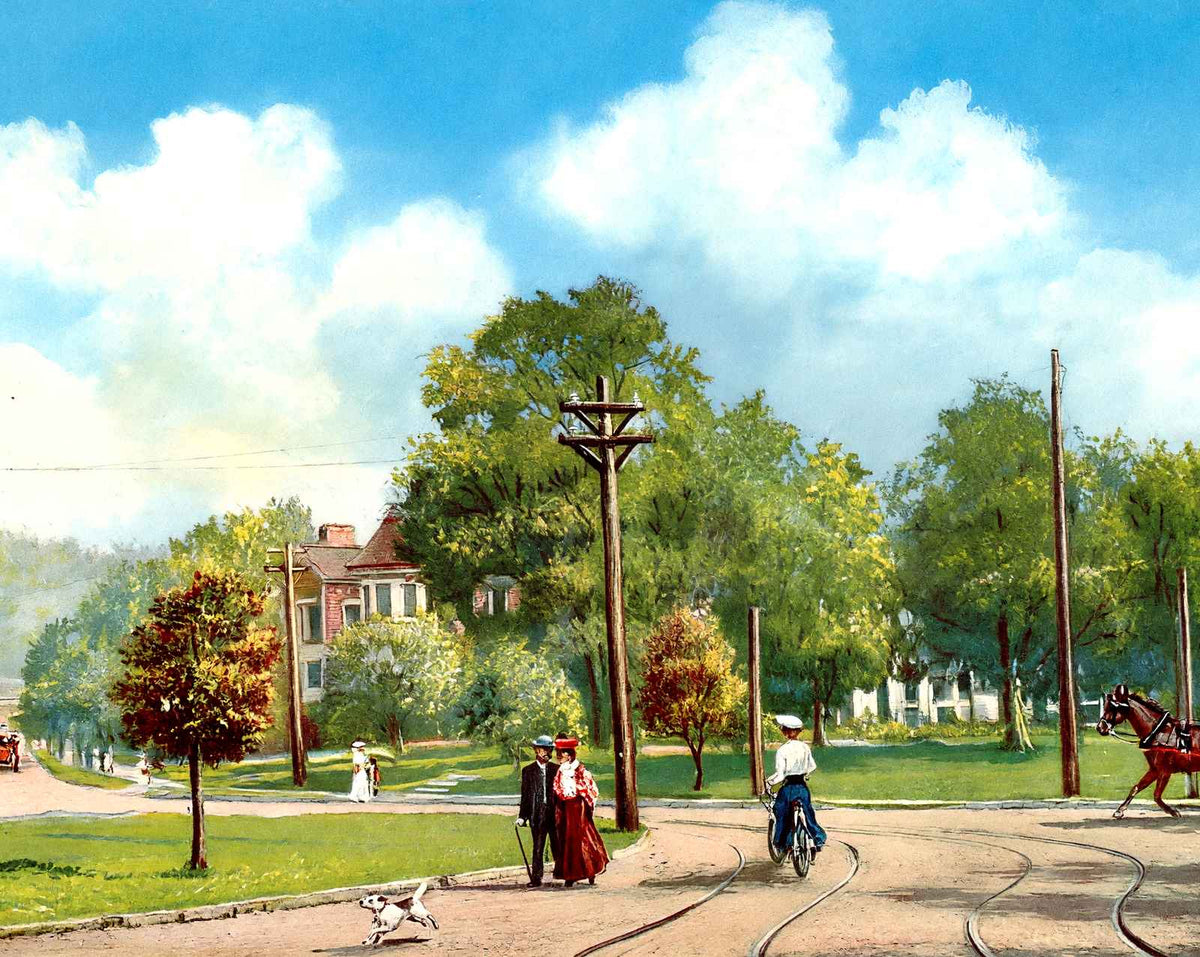Highland Circle in Birmingham in 1906 vintage print