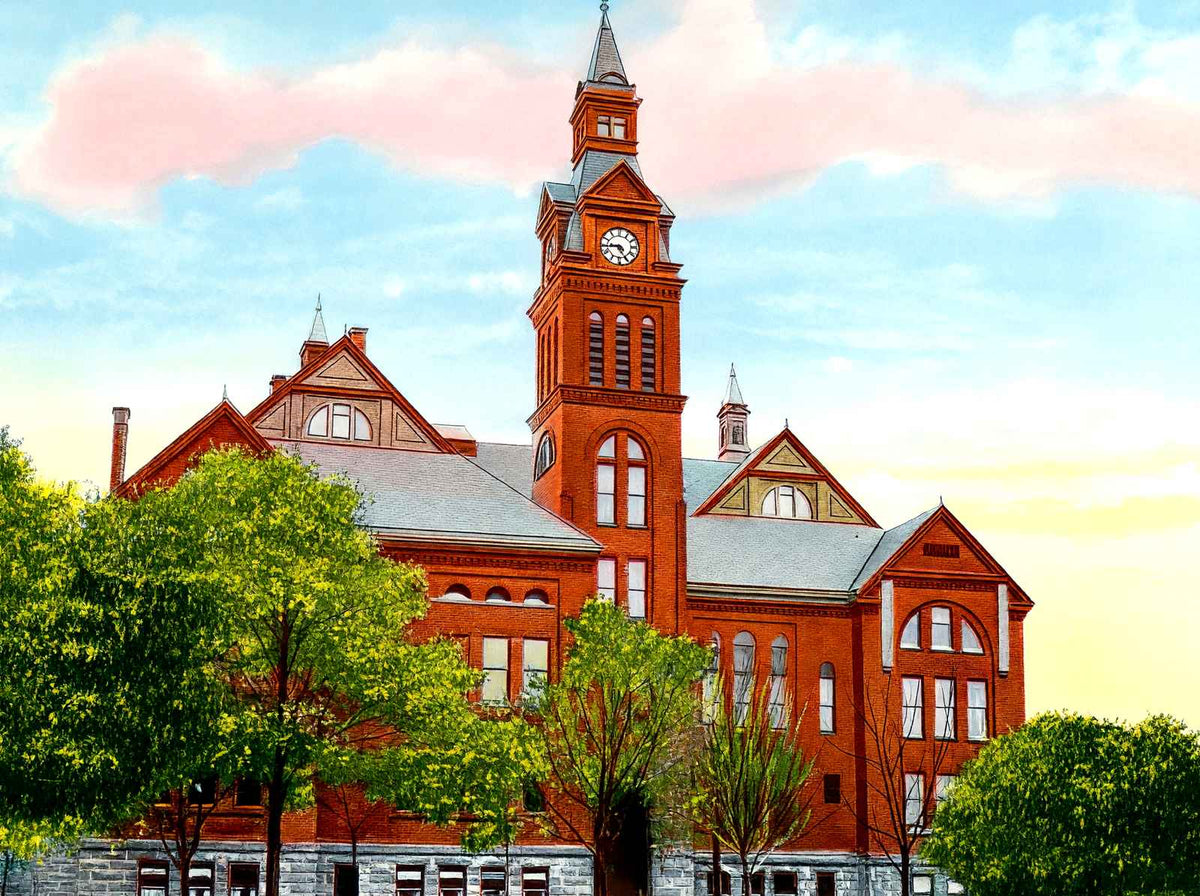 High School Akron Ohio in 1907 Vintage Print (7 Sizes) - Premium Quality