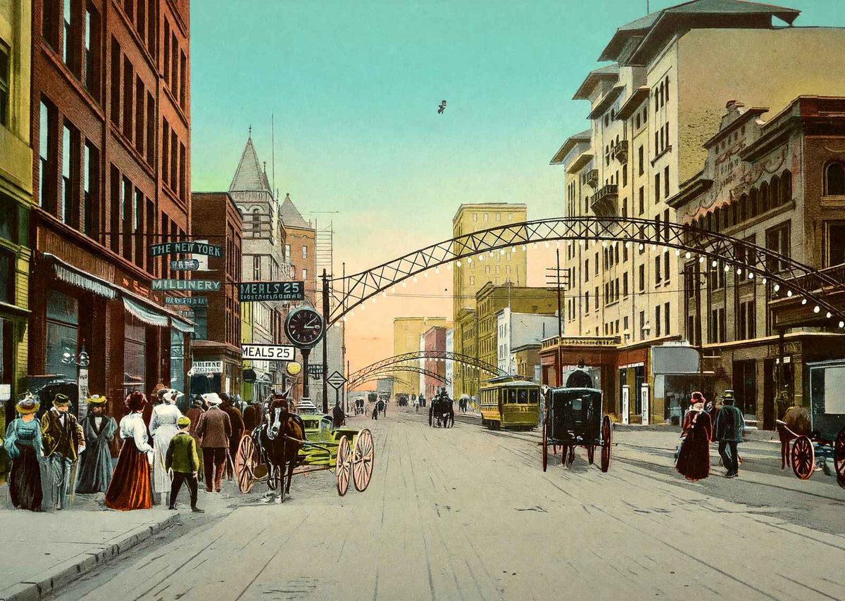 High Street Columbus Ohio in 1905 Vintage Print (7 Sizes) - Enhanced