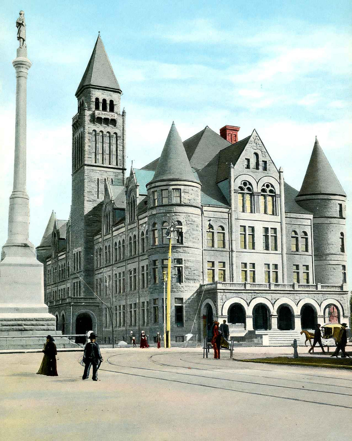 High School in Dayton in 1906 vintage print