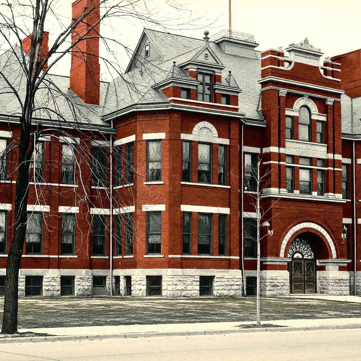 High School Findlay Ohio in 1906 Vintage Print (7 Sizes) - Reproduction