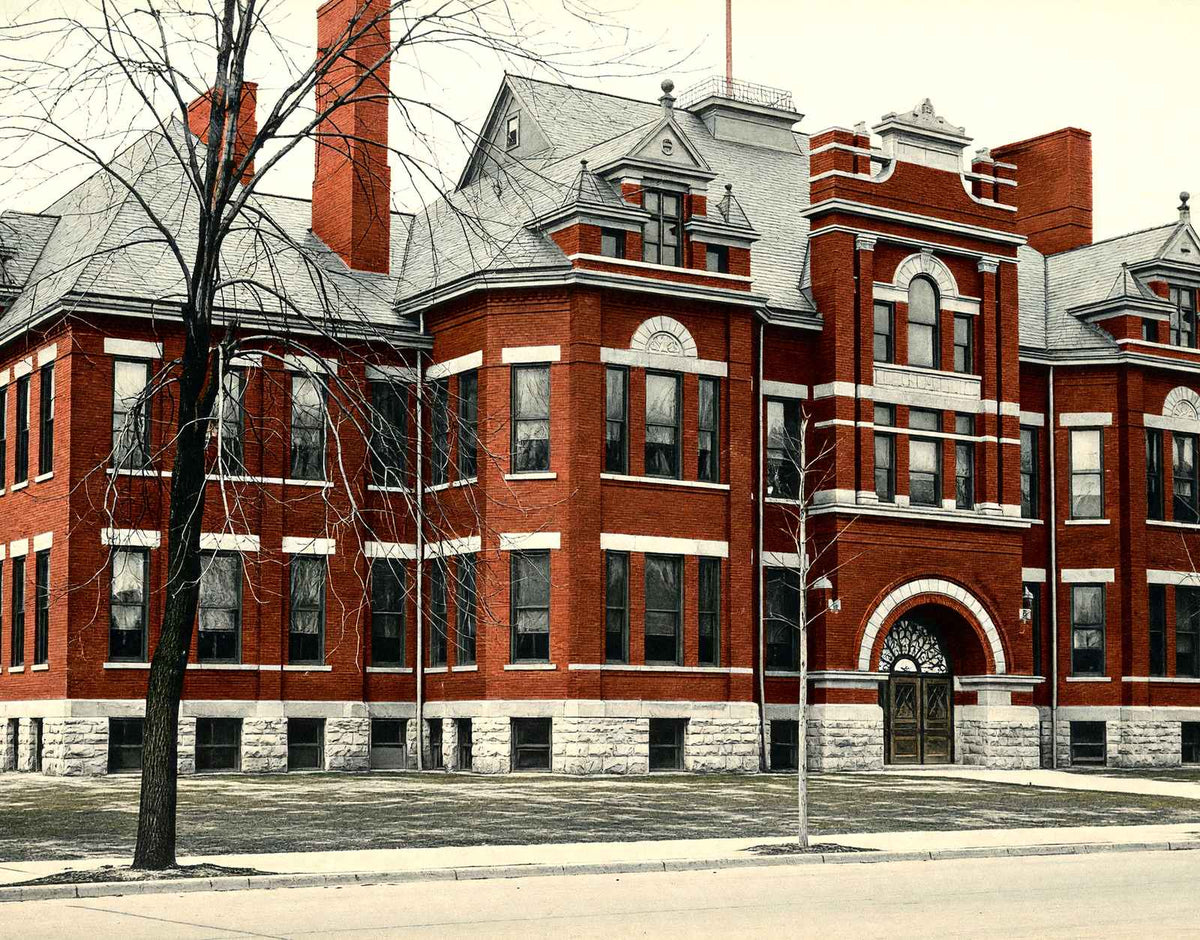 High School Findlay Ohio in 1906 Vintage Print (7 Sizes) - Reproduction