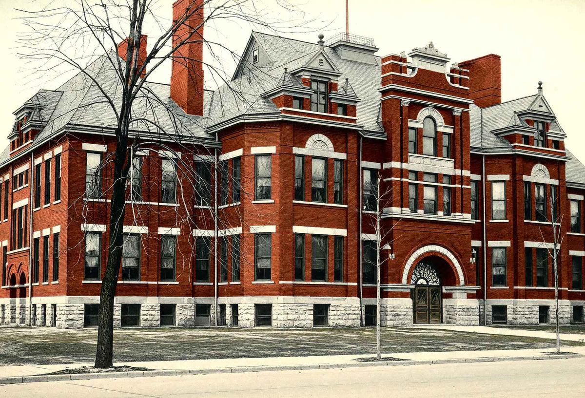 High School Findlay Ohio in 1906 Vintage Print (7 Sizes) - Reproduction