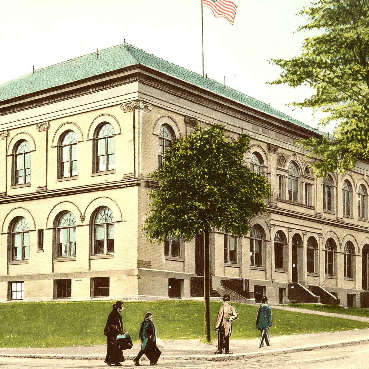 High School, Northampton, Massachusetts in 1907 Vintage Print (7 Sizes)