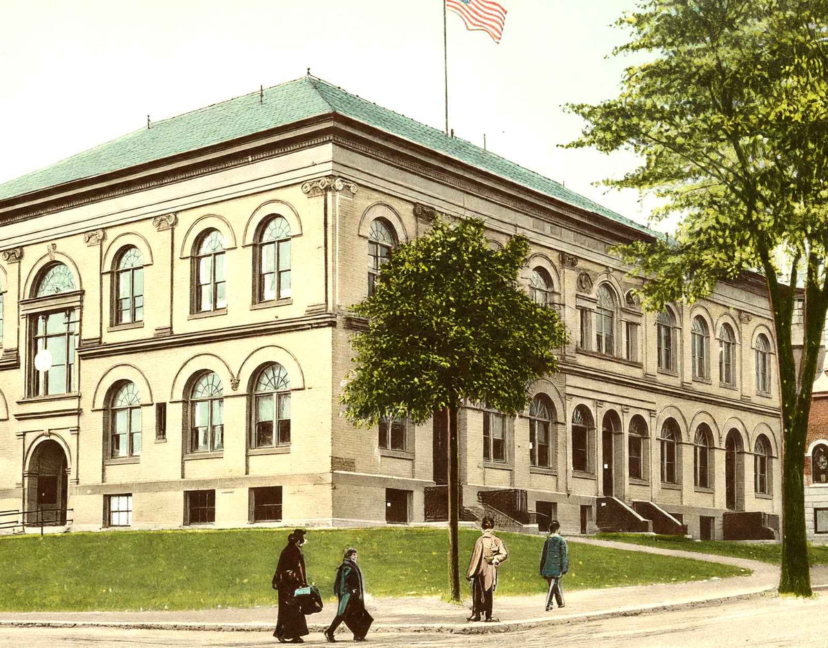 High School, Northampton, Massachusetts in 1907 Vintage Print (7 Sizes)