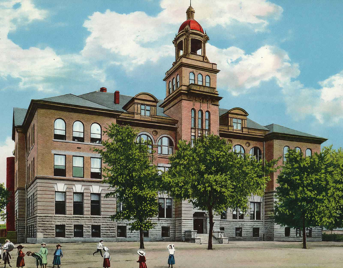 High School Paducah KY in 1906 Vintage Print (7 Sizes) - Enhanced