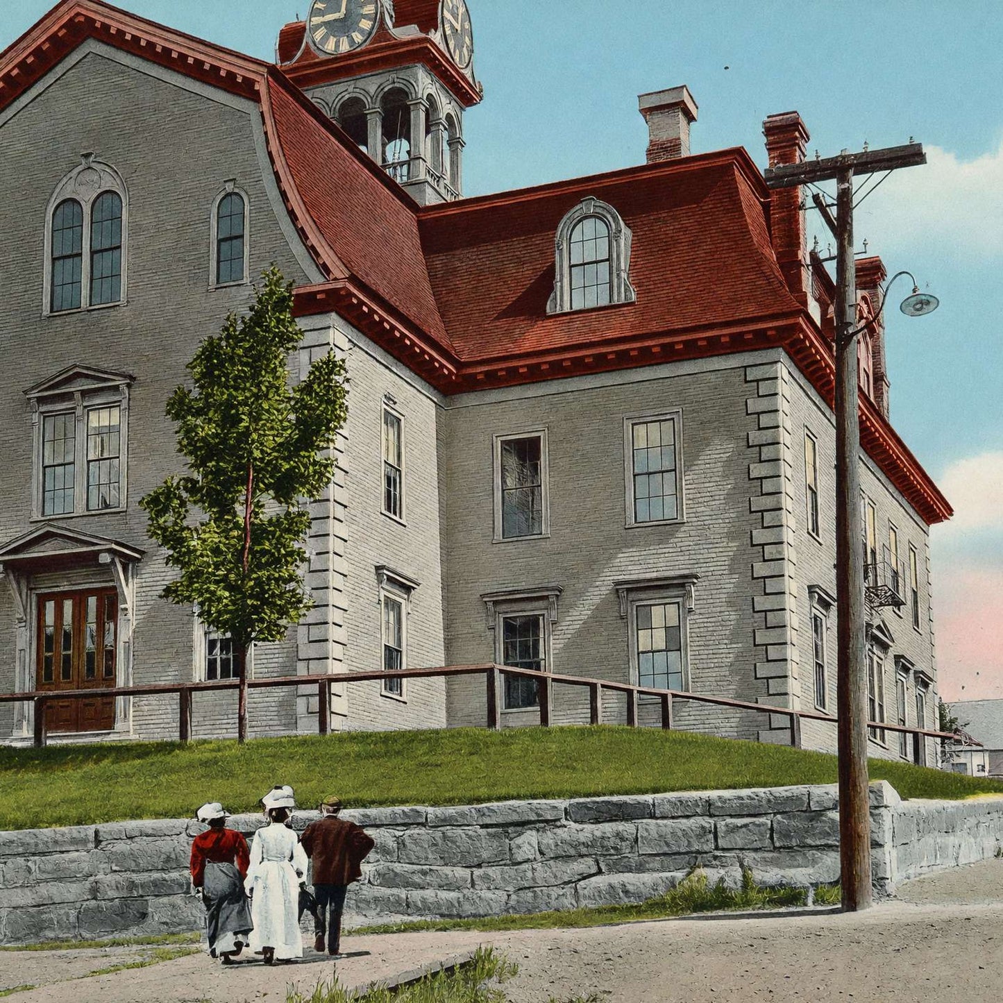 High School Littleton NH in 1907 Vintage Print (7 Sizes) - Premium Print