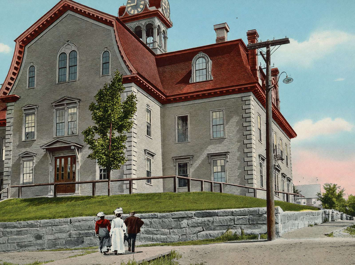 High School Littleton NH in 1907 Vintage Print (7 Sizes) - Premium Print