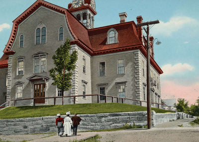 High School Littleton NH in 1907 Vintage Print (7 Sizes) - Premium Print