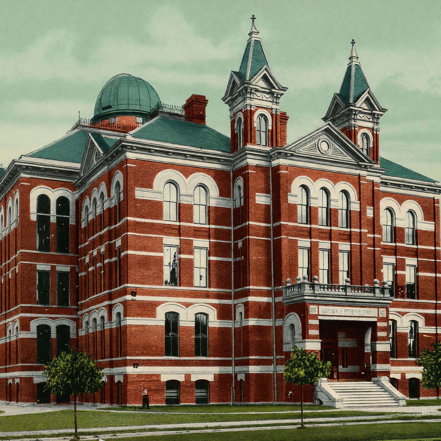 High School Houston in 1906 Vintage Print (7 Sizes) - Restored