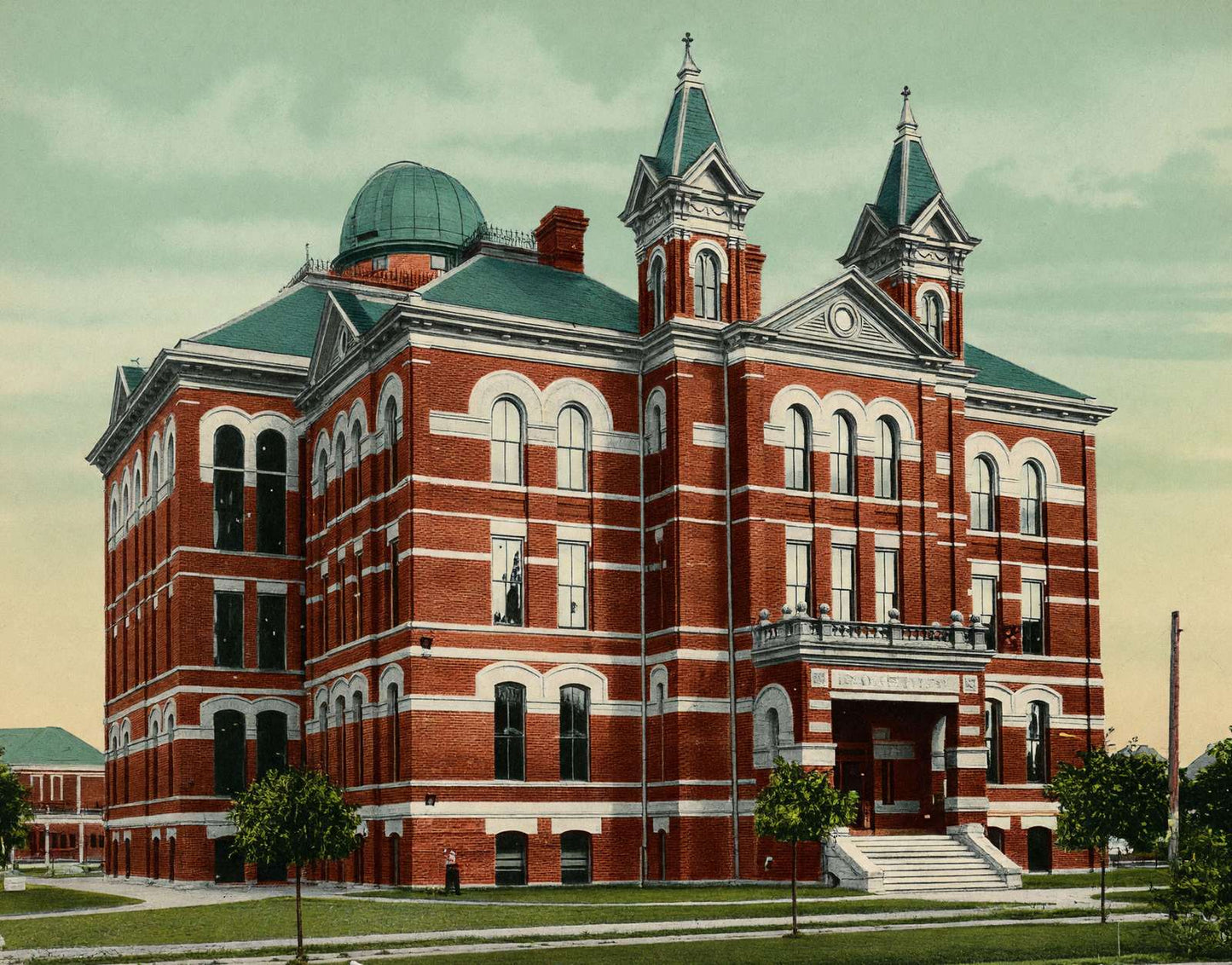 High School Houston in 1906 Vintage Print (7 Sizes) - Restored