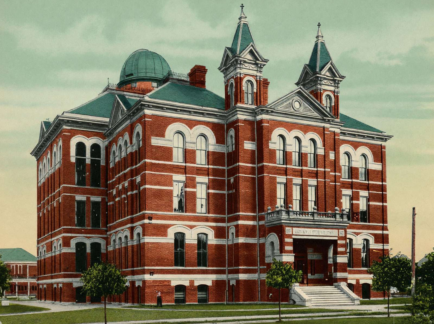 High School Houston in 1906 Vintage Print (7 Sizes) - Restored