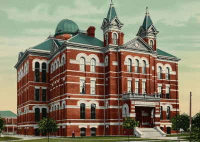 High School Houston in 1906 Vintage Print (7 Sizes) - Restored