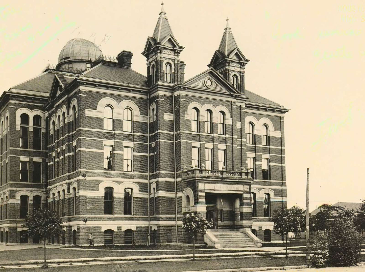 High School Houston in 1906 Vintage Print (7 Sizes) - Restored