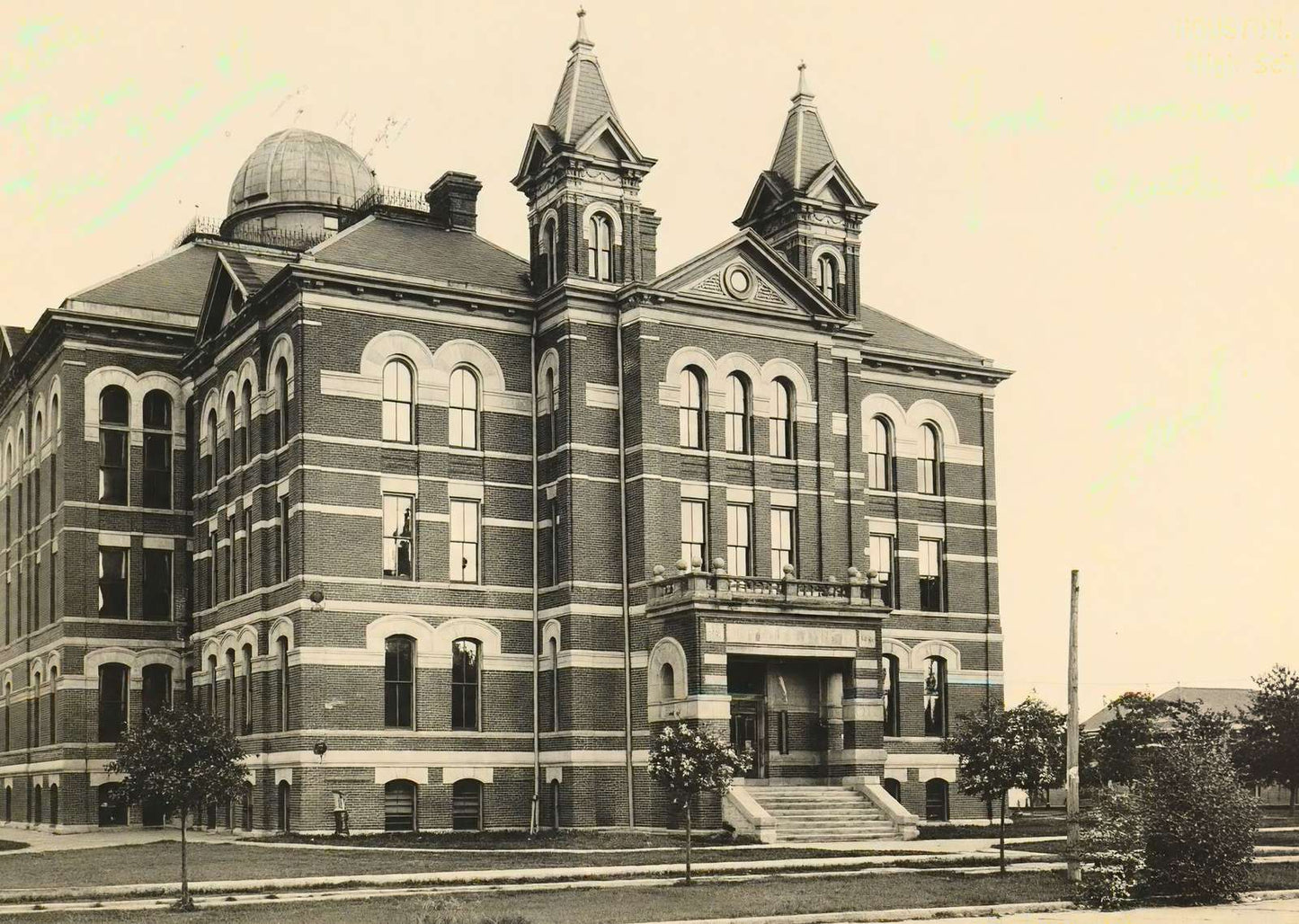High School Houston in 1906 Vintage Print (7 Sizes) - Restored