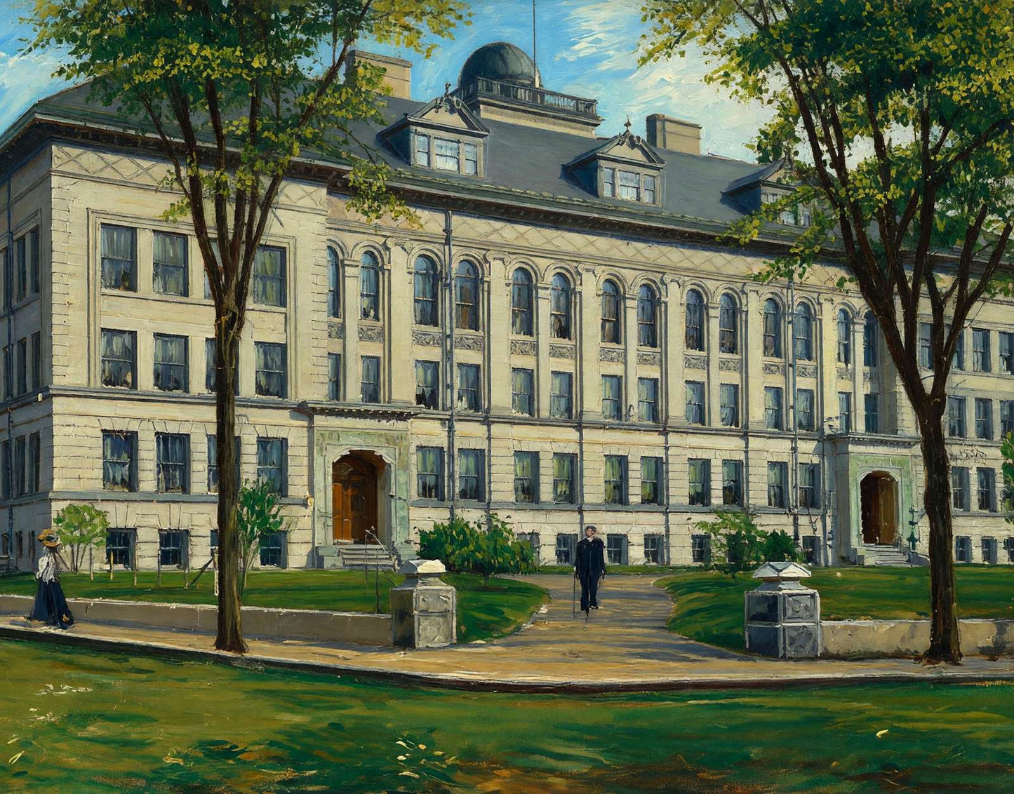 High School Manchester NH in 1907 Art Print (7 Sizes) - Restored