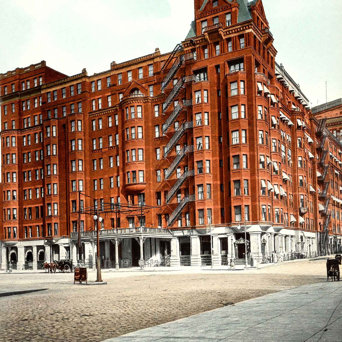 Hollenden Hotel Cleveland in 1907 Vintage Print (7 Sizes) - Enhanced