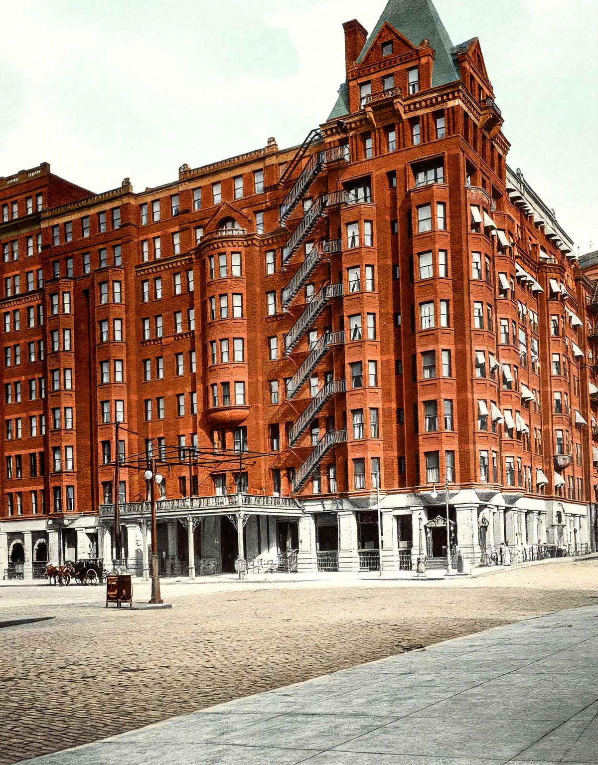 Hollenden Hotel Cleveland in 1907 Vintage Print (7 Sizes) - Enhanced