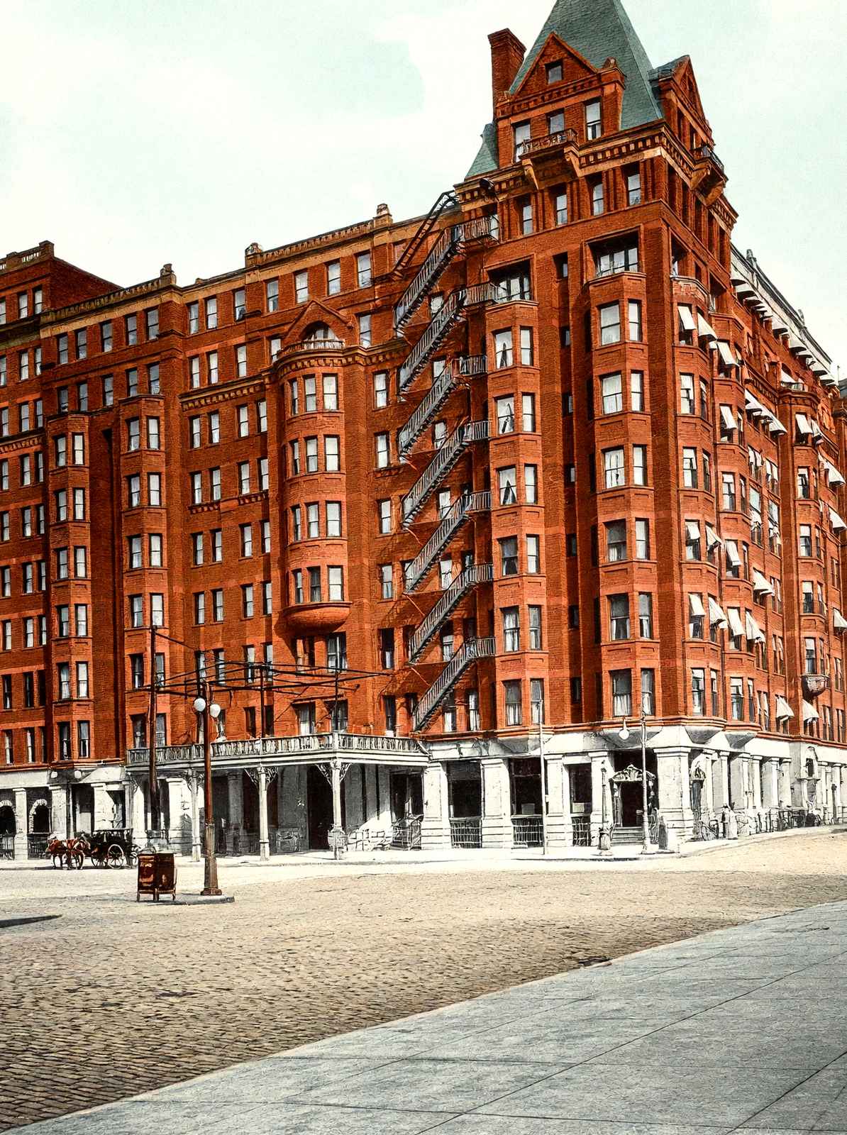 Hollenden Hotel Cleveland in 1907 Vintage Print (7 Sizes) - Enhanced