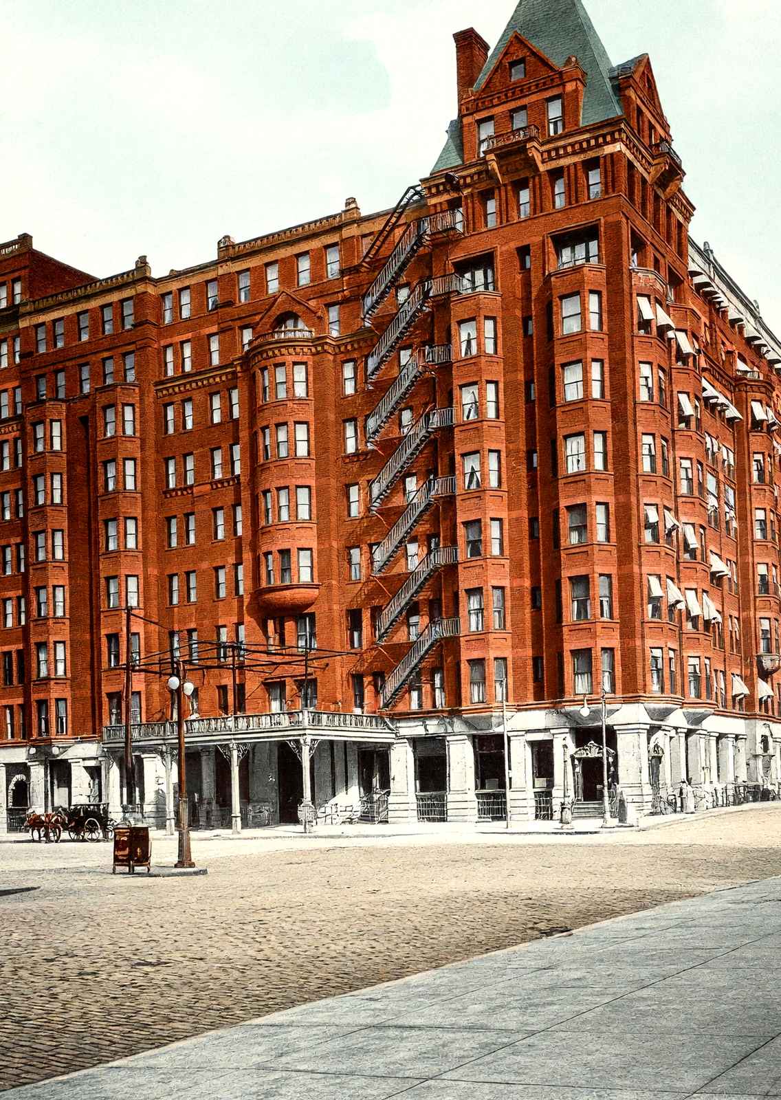 Hollenden Hotel Cleveland in 1907 Vintage Print (7 Sizes) - Enhanced