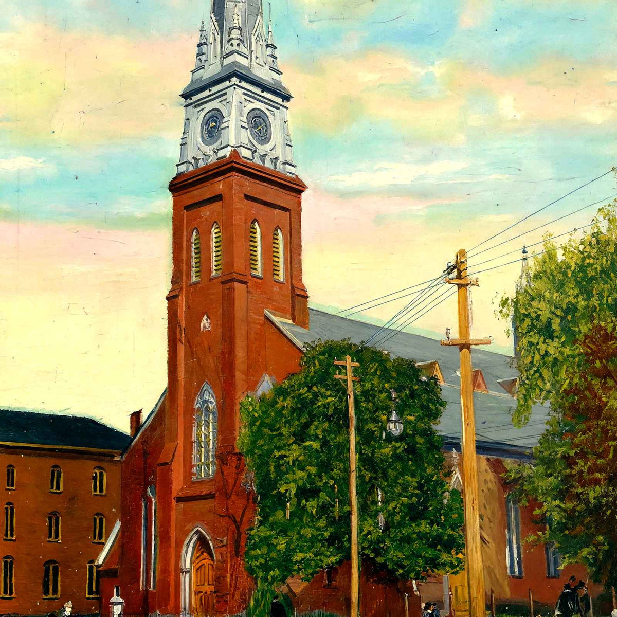 St Jerome's Catholic Church, Holyoke, Massachusetts in 1908 Art Print (7 Sizes)